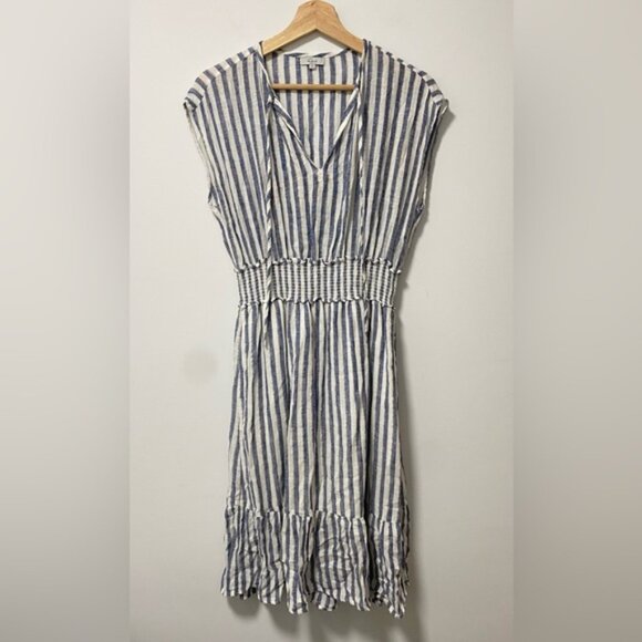 Rails Ashlyn Rio Stripe Top White with Blue Lines Size S — Linen Blend - Picture 2 of 9
